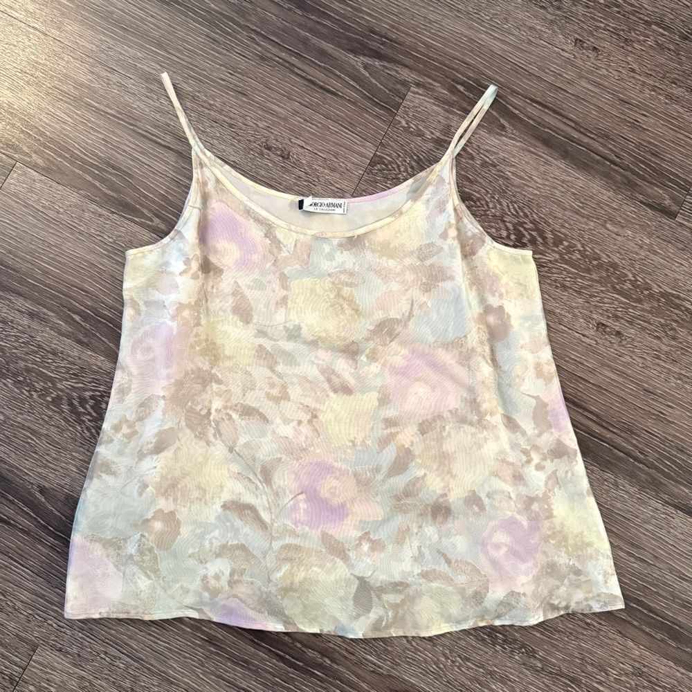 Giorgio Armani Pastel Floral Silk Cami Blouse